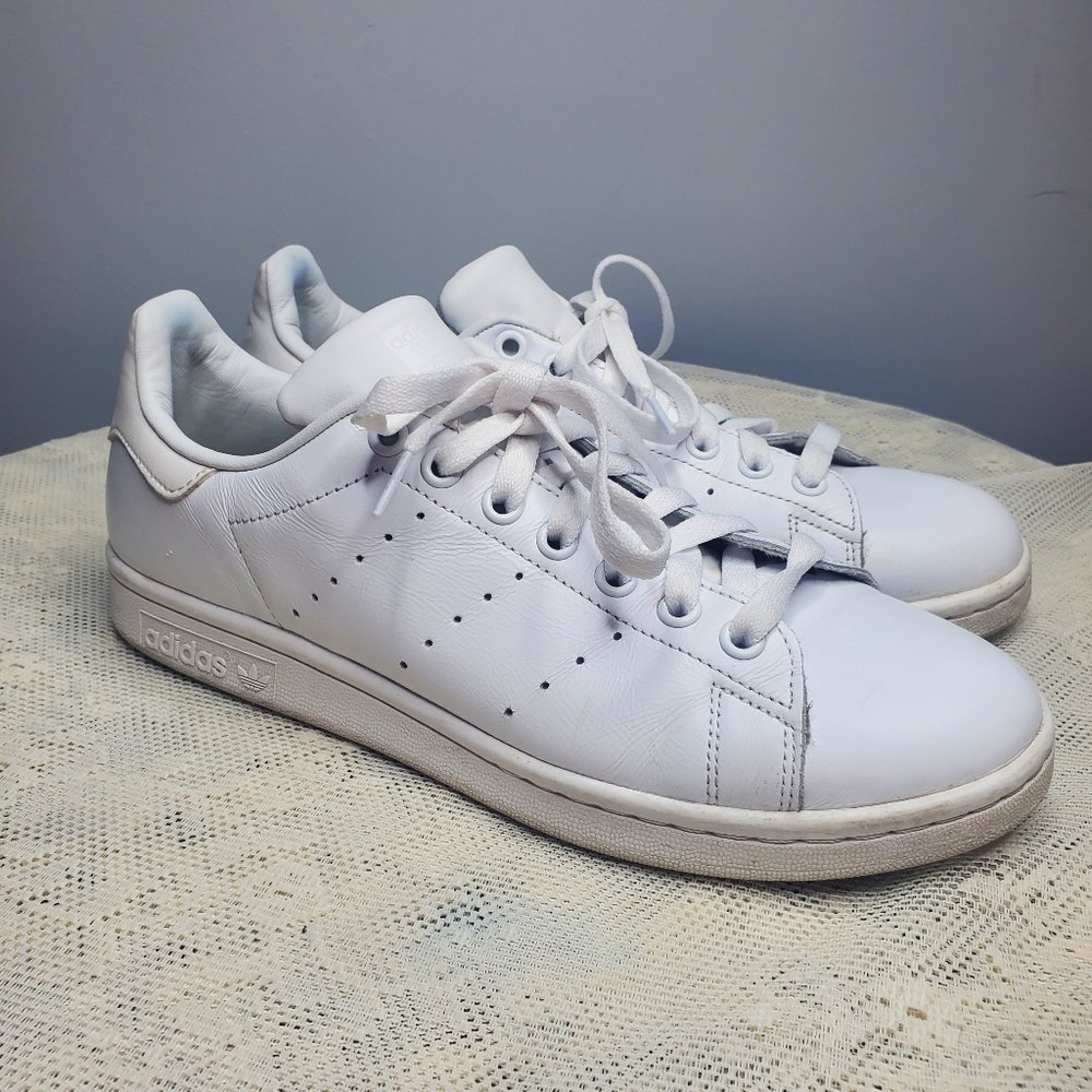 Adidas Stan Smith all white‎ leather sneakers men's size 7.5